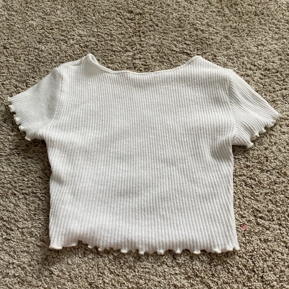 American Threads White Ribbed Babydoll Tee - Picture 3 of 3